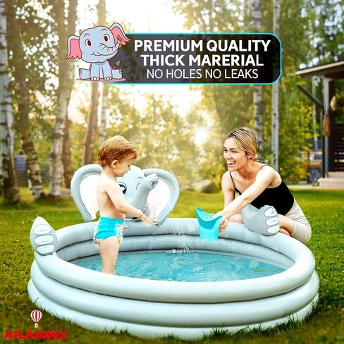 فلامنغو نفخ كيدي بركة للأطفال والأطفال الصغار مع الرش، الصيف في الهواء الطلق الفناء الخلفي الطفل ألعاب مائية حمام سباحة 8 أقدام خارج حفلة عيد ميلاد متعة الأولاد الفتيات الأعمار 2 3 4 5 6 7 8 9 10 in Kuwait