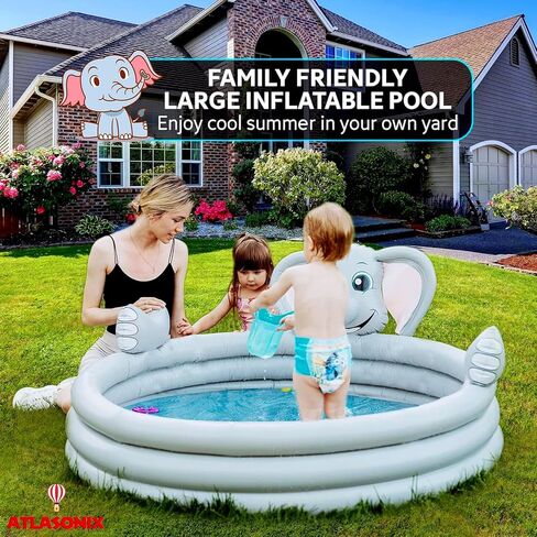 فلامنغو نفخ كيدي بركة للأطفال والأطفال الصغار مع الرش، الصيف في الهواء الطلق الفناء الخلفي الطفل ألعاب مائية حمام سباحة 8 أقدام خارج حفلة عيد ميلاد متعة الأولاد الفتيات الأعمار 2 3 4 5 6 7 8 9 10 in Kuwait