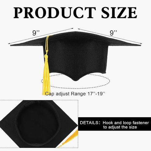 Crowye 24 Pcs 17-19 In Head Circumference Child Size Graduation Caps Black Kids Graduation Cap Felt Adjustable Graduation Hat Gift for Children Kindergarten Preschool Graduation Ceremony in Saudi Arabia