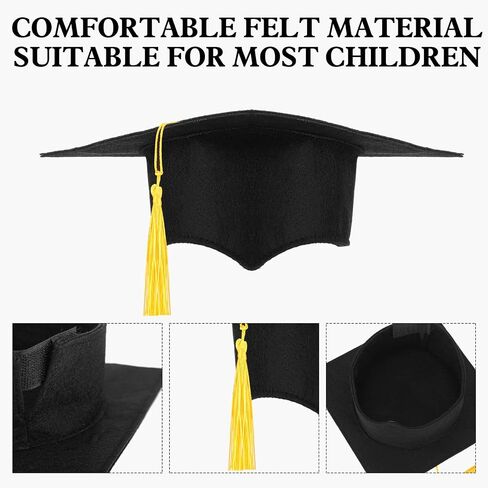 Crowye 24 Pcs 17-19 In Head Circumference Child Size Graduation Caps Black Kids Graduation Cap Felt Adjustable Graduation Hat Gift for Children Kindergarten Preschool Graduation Ceremony in Saudi Arabia