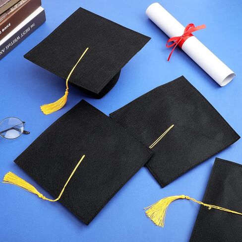 Crowye 24 Pcs 17-19 In Head Circumference Child Size Graduation Caps Black Kids Graduation Cap Felt Adjustable Graduation Hat Gift for Children Kindergarten Preschool Graduation Ceremony in Saudi Arabia