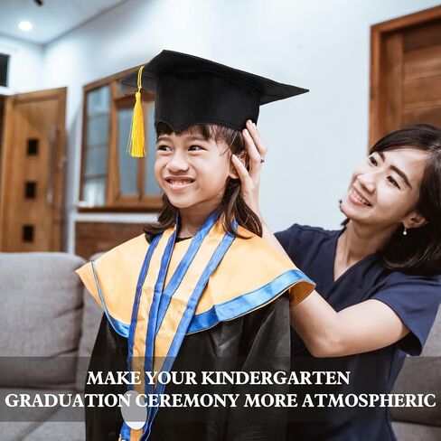 Crowye 24 Pcs 17-19 In Head Circumference Child Size Graduation Caps Black Kids Graduation Cap Felt Adjustable Graduation Hat Gift for Children Kindergarten Preschool Graduation Ceremony in Saudi Arabia