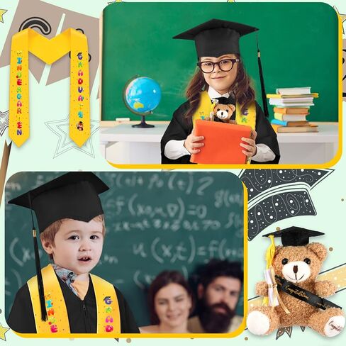 Unittype 24 قطعة ثوب التخرج رياض الأطفال قبعة التخرج مع شرابة التخرج سرق الاشياء الدببة الضخمة للأطفال in Kuwait
