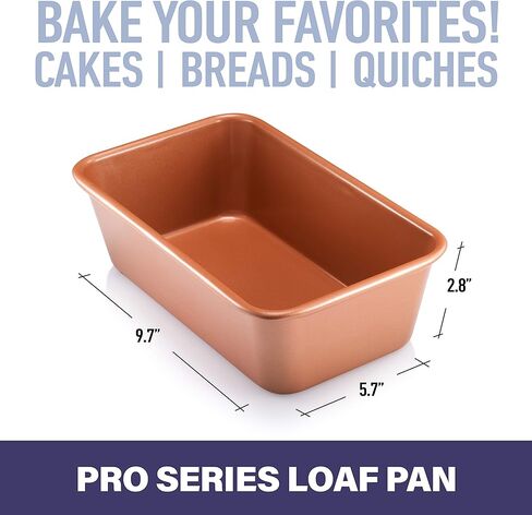 Gotham Steel Bakeware Loaf Pan – Nonstick Loaf Pan, XL 9.7" x 5.75" x 2.8" Full Size Loaf Pan Even Heat g, Metal U& Non-Warp Technology with Ultra Nonstick Ceramic Coatintensil & Dishwasher Safe in Kuwait