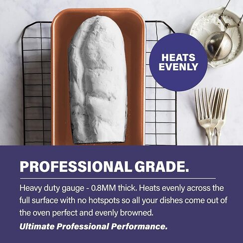 Gotham Steel Bakeware Loaf Pan – Nonstick Loaf Pan, XL 9.7" x 5.75" x 2.8" Full Size Loaf Pan Even Heat g, Metal U& Non-Warp Technology with Ultra Nonstick Ceramic Coatintensil & Dishwasher Safe in Kuwait
