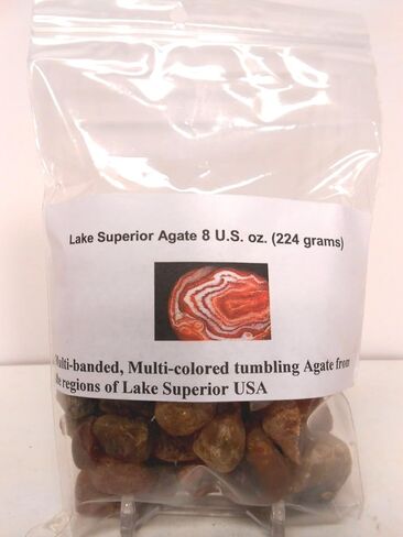 مجموعة إعادة تعبئة Rock Tumbler Gem من Lake Superior Banded Agate Rough 8oz in Kuwait