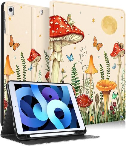 Uppuppy لجهاز iPad 9th / 8th / 7th Generation Case 10.2 بوصة للنساء والفتيات لطيف فوليو غطاء ذكي حامل قلم رصاص للأطفال جرلي جميلة المراهقين الكرتون فراشة النباتات حالات لApple iPad 7/8/9 Gen A2602 A2270 A2197 in Saudi Arabia