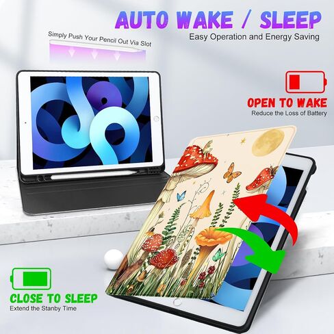Uppuppy لجهاز iPad 9th / 8th / 7th Generation Case 10.2 بوصة للنساء والفتيات لطيف فوليو غطاء ذكي حامل قلم رصاص للأطفال جرلي جميلة المراهقين الكرتون فراشة النباتات حالات لApple iPad 7/8/9 Gen A2602 A2270 A2197 in Saudi Arabia