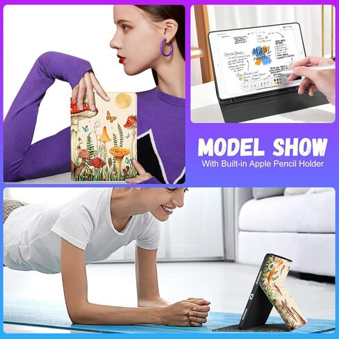 Uppuppy لجهاز iPad 9th / 8th / 7th Generation Case 10.2 بوصة للنساء والفتيات لطيف فوليو غطاء ذكي حامل قلم رصاص للأطفال جرلي جميلة المراهقين الكرتون فراشة النباتات حالات لApple iPad 7/8/9 Gen A2602 A2270 A2197 in Saudi Arabia