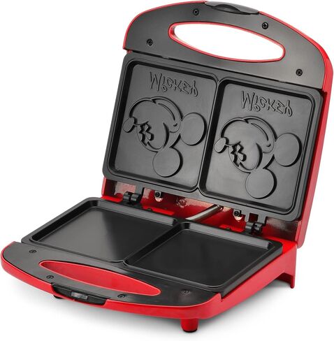Disney Mickey Mouse Sandwich Maker - Dual Sandwich Maker for Disney Kitchen Appliances - Features Non-Stick Cooking Plates - Mickey Mouse Panini Sandwich Machine - Imprints Mickey Mouse Image in Saudi Arabia