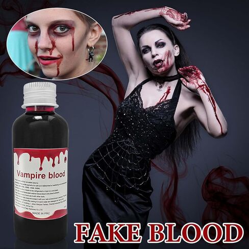 دم مزيف قابل للغسل، 2.1oz واقعي للهالوين بالتنقيط مكياج دم سائل، مكياج دم مزيف للهالوين للملابس SFX Cosplay مؤثرات خاصة زومبي مصاص دماء مكياج ولباس in Kuwait