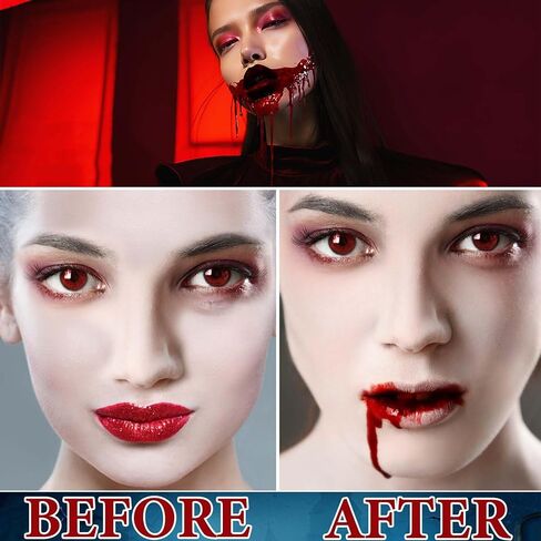 دم مزيف قابل للغسل، 2.1oz واقعي للهالوين بالتنقيط مكياج دم سائل، مكياج دم مزيف للهالوين للملابس SFX Cosplay مؤثرات خاصة زومبي مصاص دماء مكياج ولباس in Kuwait