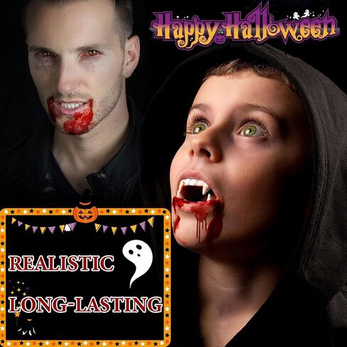 دم مزيف قابل للغسل، 2.1oz واقعي للهالوين بالتنقيط مكياج دم سائل، مكياج دم مزيف للهالوين للملابس SFX Cosplay مؤثرات خاصة زومبي مصاص دماء مكياج ولباس in Kuwait