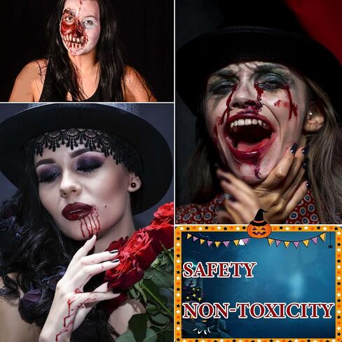 دم مزيف قابل للغسل، 2.1oz واقعي للهالوين بالتنقيط مكياج دم سائل، مكياج دم مزيف للهالوين للملابس SFX Cosplay مؤثرات خاصة زومبي مصاص دماء مكياج ولباس in Kuwait