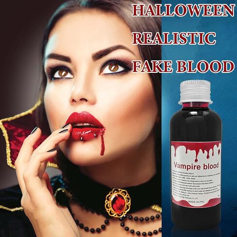 دم مزيف قابل للغسل، 2.1oz واقعي للهالوين بالتنقيط مكياج دم سائل، مكياج دم مزيف للهالوين للملابس SFX Cosplay مؤثرات خاصة زومبي مصاص دماء مكياج ولباس in Kuwait