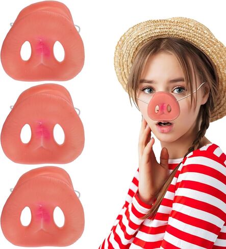 Toddmomy 3pcs Novelty Pig Nose Costume,Pig Snout Cosplay Mask with Elastic for Halloween Party Supplies in Saudi Arabia