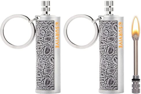 SURVIVE Permanent Match Metal, 2 Pack, Reusable Survival Fire Starter Lighter, Emergency Waterproof Keychain Striker Stick Kit in Saudi Arabia