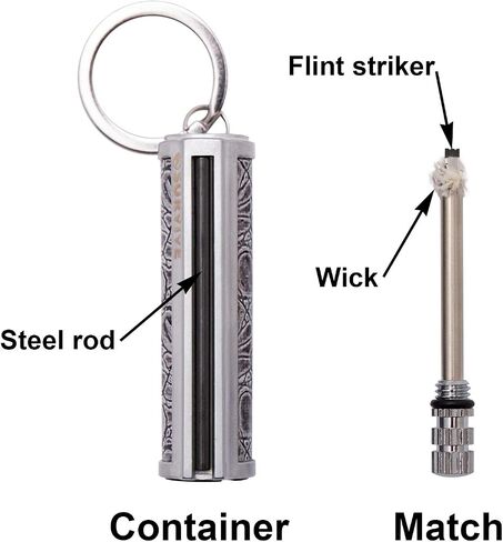 SURVIVE Permanent Match Metal, 2 Pack, Reusable Survival Fire Starter Lighter, Emergency Waterproof Keychain Striker Stick Kit in Saudi Arabia