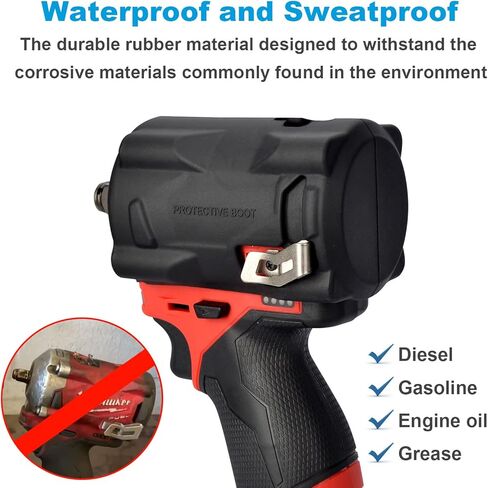 حذاء Healvaluefit 49-16-2554 لسائق تأثير الوقود مناسب لمفاتيح الصدمات القصيرة Milwaukee M12 Fuel 1/2 (2555-20، 2555P-20) و3/8 (2554-20) in Kuwait