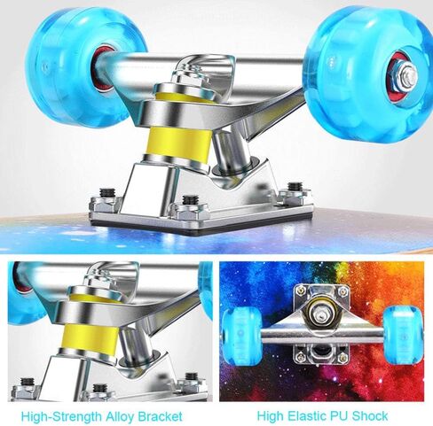 BIASTNR Skateboard for Kids, 31 Inch Standard Complete Skateboard, 7 Layer Maple Double Kick Deck Cruiser Skateboard for Beginners, Adults, Teens, Kids in Kuwait