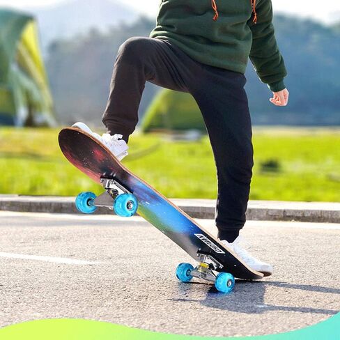 BIASTNR Skateboard for Kids, 31 Inch Standard Complete Skateboard, 7 Layer Maple Double Kick Deck Cruiser Skateboard for Beginners, Adults, Teens, Kids in Kuwait