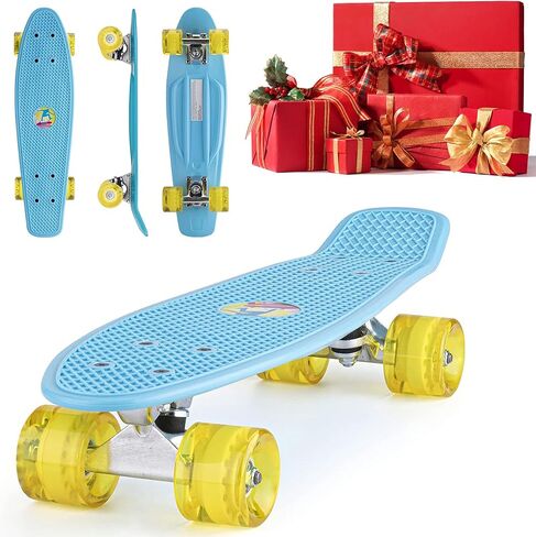Mini Cruiser Standard Skateboard, Complete Skateboard, Classic 22-inch Street Skate Board for Beginners, Kids in Saudi Arabia
