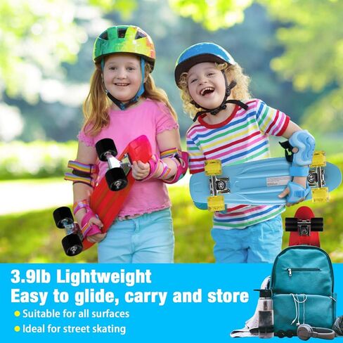 Mini Cruiser Standard Skateboard, Complete Skateboard, Classic 22-inch Street Skate Board for Beginners, Kids in Saudi Arabia