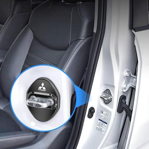 غطاء حماية قفل باب السيارة من الفولاذ المقاوم للصدأ من GODTERA متوافق مع ميتسوبيشي (أسود) in Kuwait