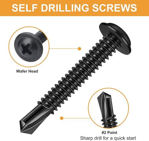 410 مجموعة متنوعة من مسامير الصفائح المعدنية من الفولاذ المقاوم للصدأ، 8 × 1/2 بوصة إلى 1-1/2 بوصة رأس تروس معدلة متنوعة مسامير سوداء ذاتية التنصت للمعادن والبلاستيك والألمنيوم و190 قطعة من براغي الحفر الذاتي in Kuwait