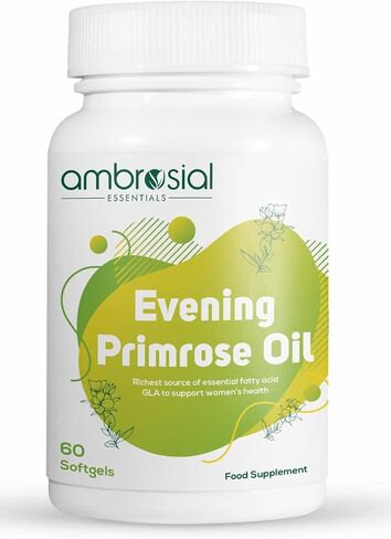 AMBROSIAL Evening Primrose Oil 1000mg (EPO) | Cold Pressed Primrose Oil Capsules | Rich Source of Omega 6 Fatty Acids & GLA | High Strength Evening Primrose Capsules (Pack of 1-60 Softgels) in Saudi Arabia