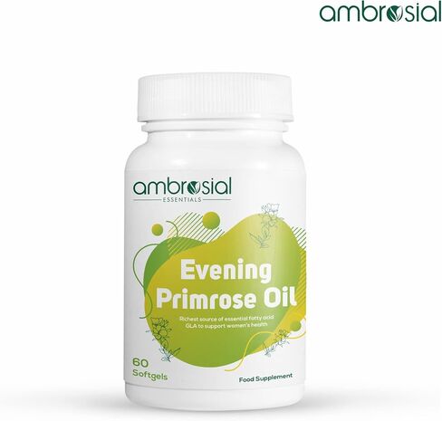 AMBROSIAL Evening Primrose Oil 1000mg (EPO) | Cold Pressed Primrose Oil Capsules | Rich Source of Omega 6 Fatty Acids & GLA | High Strength Evening Primrose Capsules (Pack of 1-60 Softgels) in Saudi Arabia
