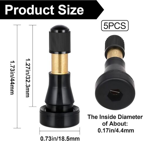 5 PCS High-Pressure Tire Valve Stem Rubber Snap-in Tire Valve Stem Metal Tubeless Valves Brass Valve Stem Replacement Kit Heavy Duty Tire Valve Stem for Most Car Auto Tires in Saudi Arabia
