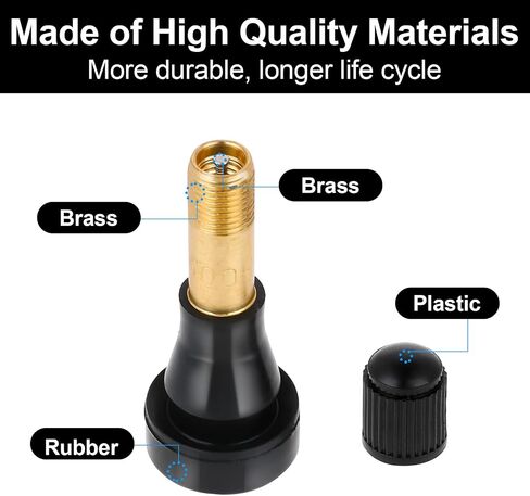 5 PCS High-Pressure Tire Valve Stem Rubber Snap-in Tire Valve Stem Metal Tubeless Valves Brass Valve Stem Replacement Kit Heavy Duty Tire Valve Stem for Most Car Auto Tires in Saudi Arabia