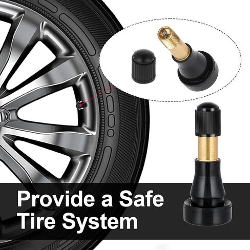 5 PCS High-Pressure Tire Valve Stem Rubber Snap-in Tire Valve Stem Metal Tubeless Valves Brass Valve Stem Replacement Kit Heavy Duty Tire Valve Stem for Most Car Auto Tires in Saudi Arabia