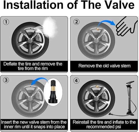5 PCS High-Pressure Tire Valve Stem Rubber Snap-in Tire Valve Stem Metal Tubeless Valves Brass Valve Stem Replacement Kit Heavy Duty Tire Valve Stem for Most Car Auto Tires in Saudi Arabia