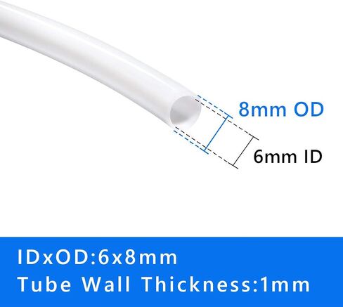 أنبوب أنابيب Quickun PTFE Teflon، معرف 6 مم × 8 مم أنبوب تفلون OD للطابعة ثلاثية الأبعاد، طول 3.3 قدم in Kuwait
