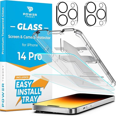 Power Theory مصمم لواقي شاشة iPhone 14 Pro Max مع واقيات عدسة الكاميرا ومجموعة سهلة التركيب [زجاج مقسى ممتاز] in Saudi Arabia