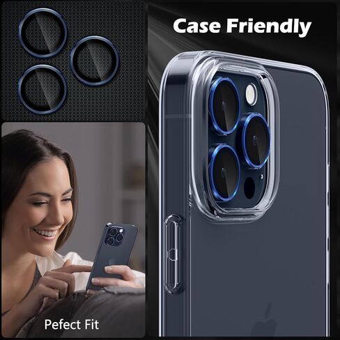 واقي عدسة الكاميرا imluckies لهاتف iPhone 15 Pro/iPhone 15 Pro Max، زجاج مقسى 9H وغطاء عدسة حلقة فردية معدنية مضادة للخدش، ملحقات كاميرا شفافة عالية الدقة، حافظة صديقة - ملونة in Kuwait