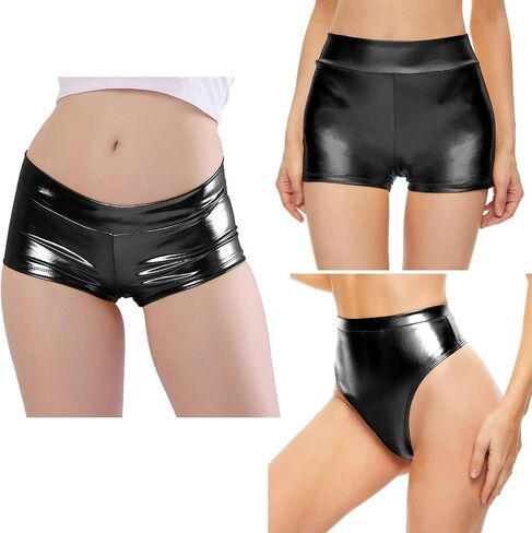 سراويل قصيرة نسائية من Kepblom مكونة من 3 قطع لامعة معدنية من Rave Booty سراويل قصيرة للرقص in Kuwait