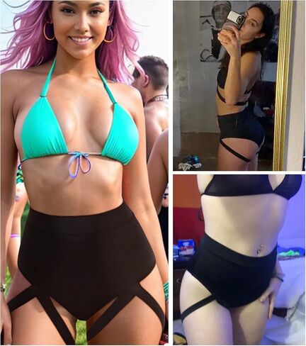 شورت Rave Booty للنساء - EDC EDM Festival Outfit Accessories Pole Dance Butt Lifting Leggings High الخصر (أسود، XL، 1321e) in Kuwait