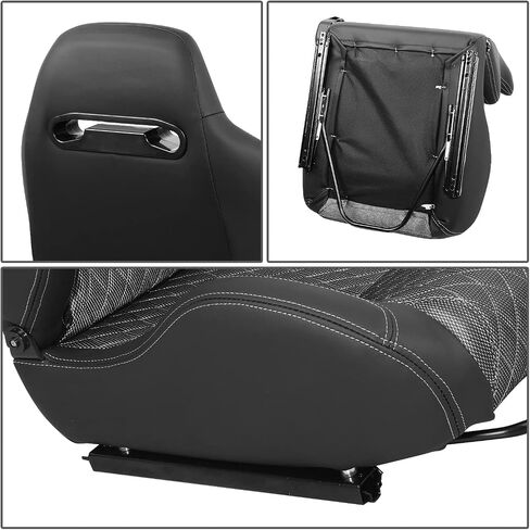 J2 Engineering J2-RS-006-GY Pair of Black Grey Stitching Suede Style Fabric Injection-Molded Foam Universal Racing Seat With Adjustable Glides Side Mount Adapters 35" H X 21" W X 22" D in Saudi Arabia