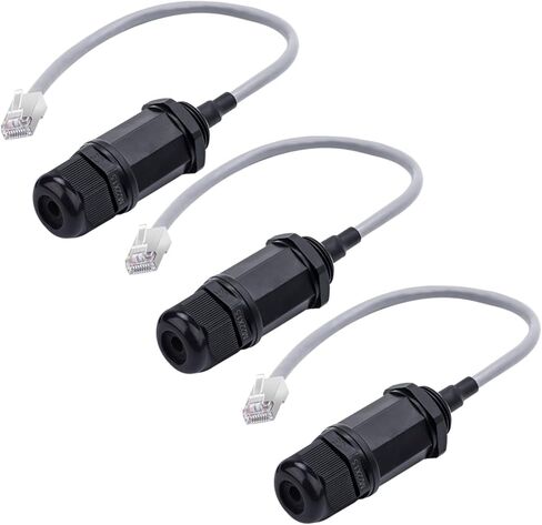YIOVVOM لوحة تركيب RJ45 موصل مقاوم للماء بدون درع، ذكر إلى أنثى، 8P8C، CAT 5، CAT 5E، M25 IP67 إيثرنت LAN كابل مقرنة محول خارجي اتصال مقاوم للطقس (6 عبوات) in Saudi Arabia