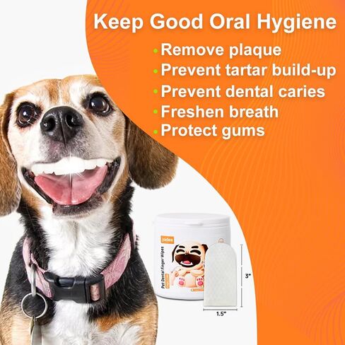 yadee مناديل مبللة لأسنان الكلاب للكلاب والقطط، 100 قطعة من مناديل تنظيف أسنان الكلاب للأسنان واللثة، مناديل تنظيف فم الحيوانات الأليفة، تنعش التنفس، تقلل البلاك والجير in Kuwait