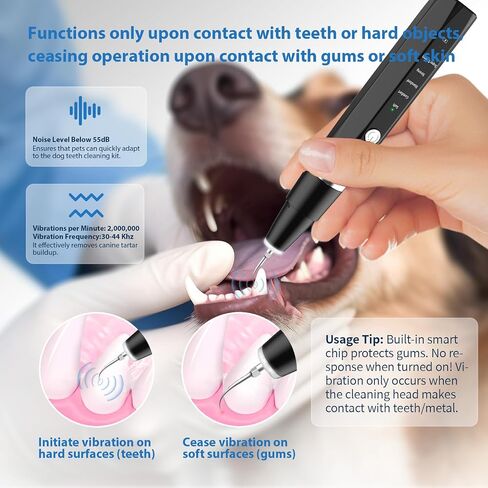 Dog Teeth Cleaning Kit Plaque Remover for Teeth - Pet Puppy Dental Toothbrush Tool-Ultrasonic Cleaner Brushing Care-Teeth Cleaning for Dogs, Dental Tools for Small Large Dogs,Black in Saudi Arabia