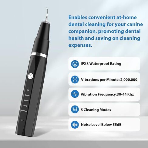 Dog Teeth Cleaning Kit Plaque Remover for Teeth - Pet Puppy Dental Toothbrush Tool-Ultrasonic Cleaner Brushing Care-Teeth Cleaning for Dogs, Dental Tools for Small Large Dogs,Black in Saudi Arabia