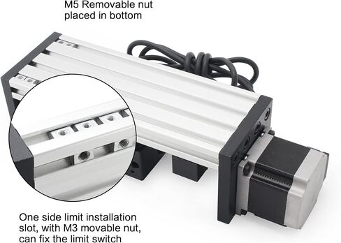 RATTMMOTOR HBX1605 100mm / 3.94" Linear Motion Guide Actuator Double Linear Rail Slide 1605 Ballscrew Motorized XY XYZ Linear Stage Table Nema23 Stepper Motor for DIY CNC Router Engraver Machine in Kuwait