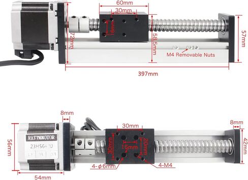 RATTMMOTOR CBX1605 200 مم / 7.87 بوصة مشغل المرحلة الخطية مع مربع خطي Rai + 1605 Ballscrew، طاولة مرحلة خطية XYZ مزودة بمحرك CNC دليل سكة الحركة الخطية + Nema23 محرك متدرج لآلة التوجيه باستخدام الحاسب الآلي in Kuwait