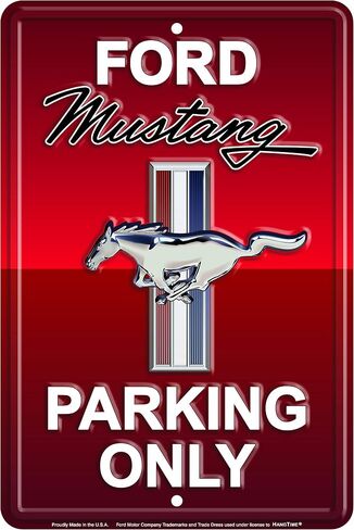 لافتة Hangtime Ford Mustang لوقوف السيارات فقط (ألومنيوم، أحمر سريع) in Saudi Arabia