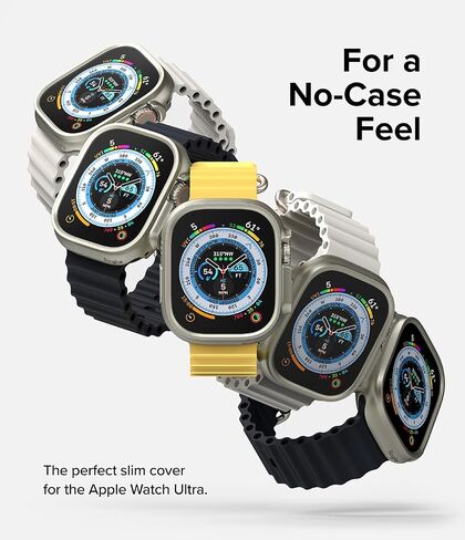 Ringke Slim [لا مزيد من تغير اللون / عبوتان] متوافق مع حافظة Apple Watch Ultra 2 ومصمم لحافظة Apple Watch Ultra، غطاء شفاف صلب + لون إضافي - شفاف + رمادي تيتانيوم in Saudi Arabia