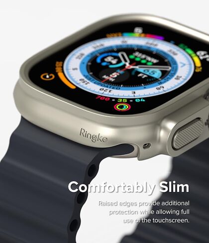 Ringke Slim [لا مزيد من تغير اللون / عبوتان] متوافق مع حافظة Apple Watch Ultra 2 ومصمم لحافظة Apple Watch Ultra، غطاء شفاف صلب + لون إضافي - شفاف + رمادي تيتانيوم in Saudi Arabia